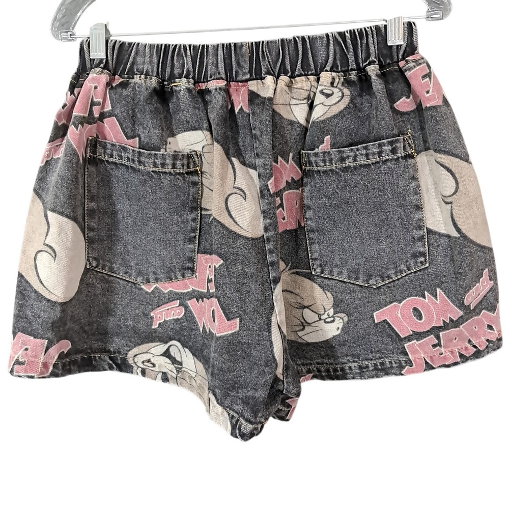 Tom and Jerry Oversized Baggy Denim Shorts Patchwork Faded Y2K Harajuku Small - Picture 6 of 8